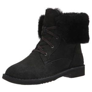 UGG Weylyn Lace Up Bootie Black Suede 1120703 Size 6